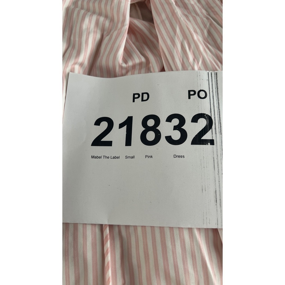 Mable The Label Pink Stripe Ruffle Sleeve‎ Tie Neck Dress Women's SMALL - Picture 7 of 7